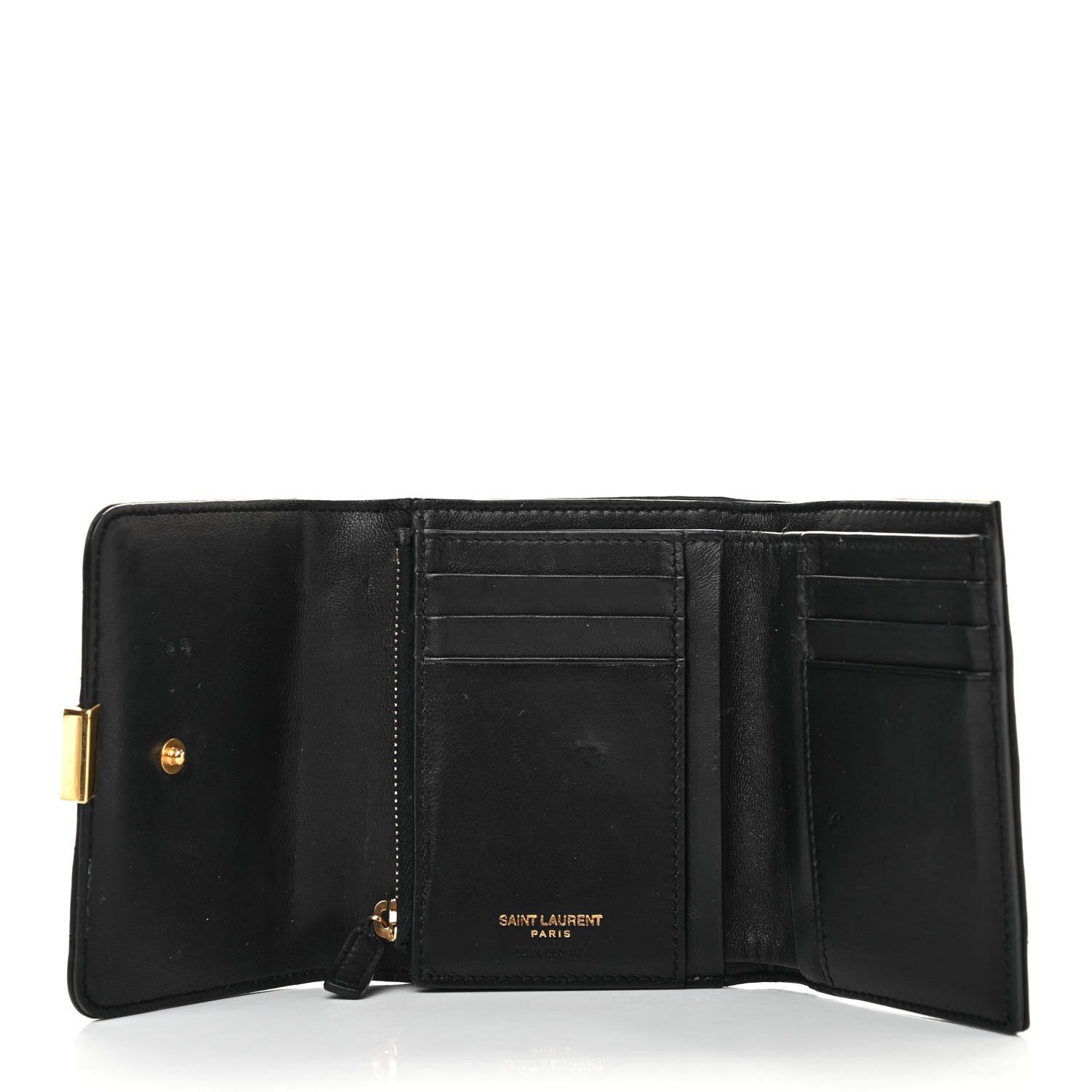 Saint Laurent Lambskin Matelasse Monogram Vicky Tri-Fold Wallet Black 5 of 10