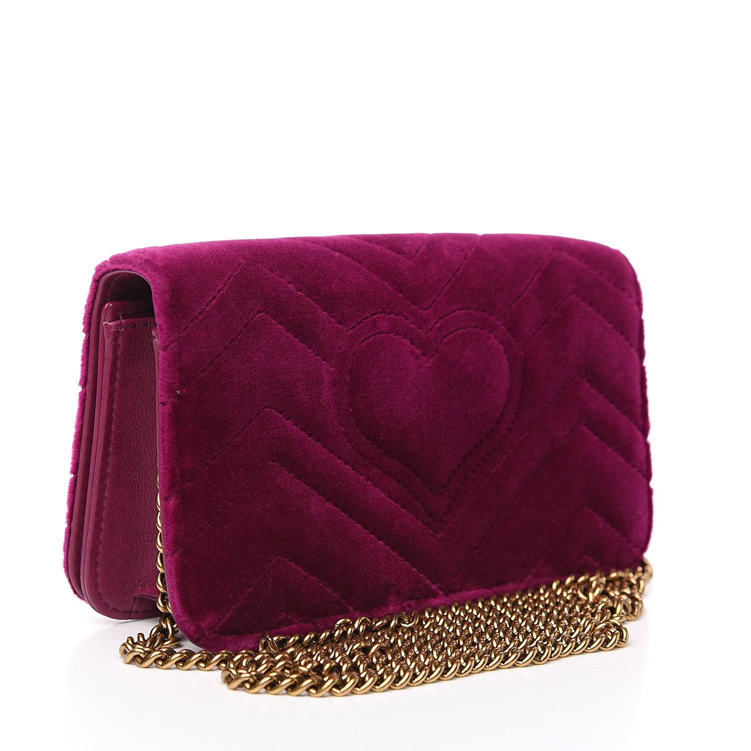 Gucci Velvet Matelasse GG Marmont Mini Bag Fuchsia Violet Cyclamen 3 of 10