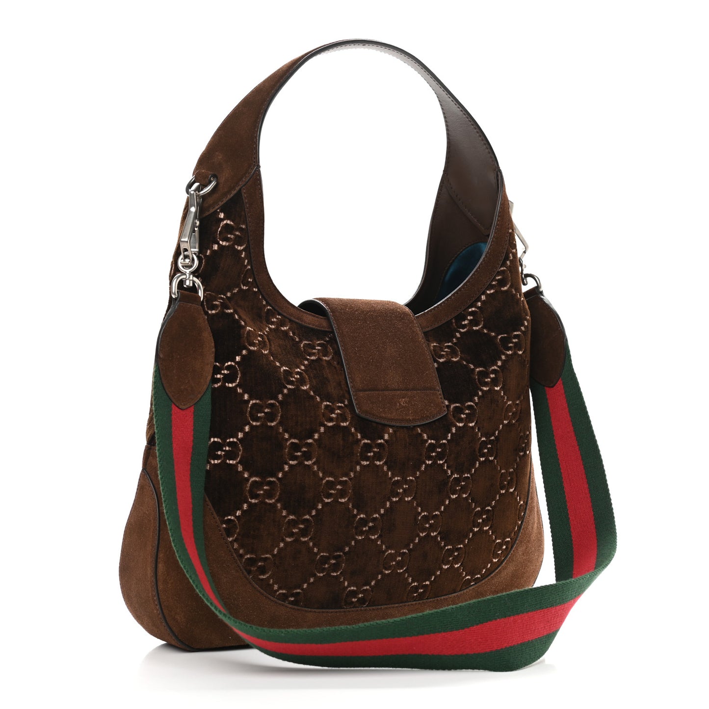 Velvet GG Monogram Web Medium Dionysus Hobo Brown