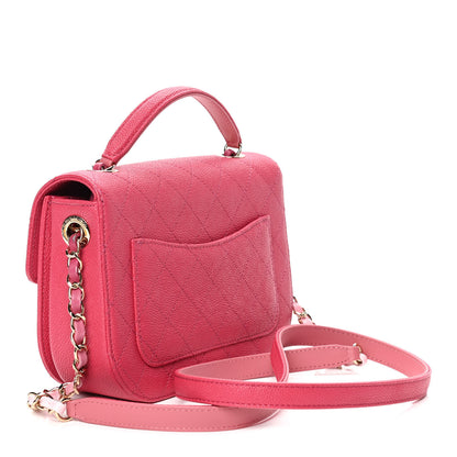 Chanel Grained Calfskin Quilted Small Cuba Top Handle Flap Pink 3 of 15
