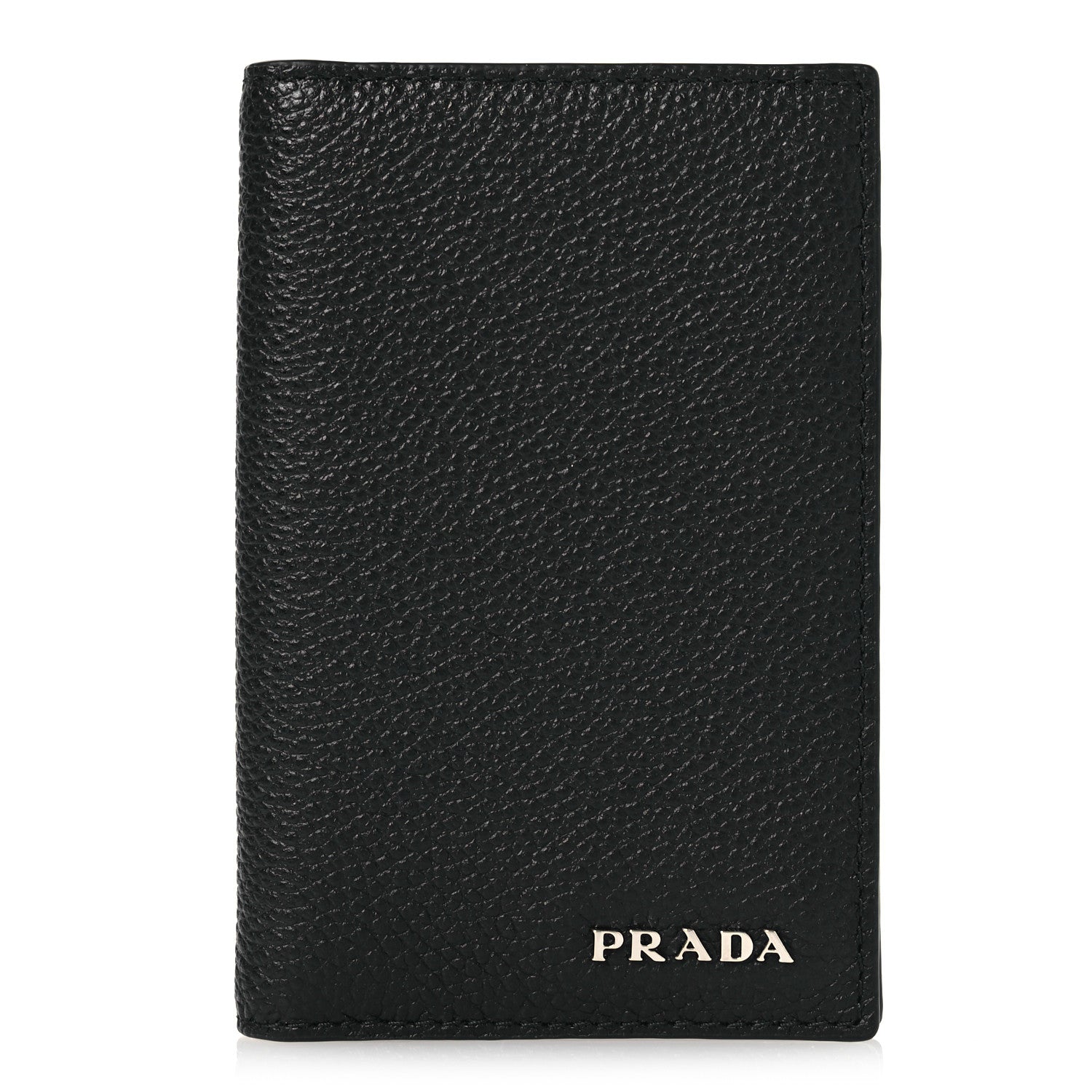 Prada Vitello Micro Grain Card Holder Black Mercurio 1 of 7