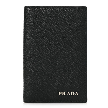 Prada Vitello Micro Grain Card Holder Black Mercurio 1 of 7