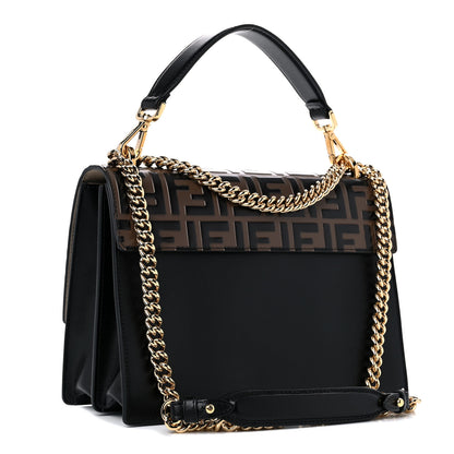 Fendi Vitello Liberty Bi-Color FF 1974 Embossed Chain Strap Kan U Shoulder Bag Black Maya 2 of 11