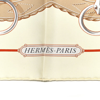 Hermes Silk Lift Profile Scarf 90 Creme Beige Gris 2 of 6