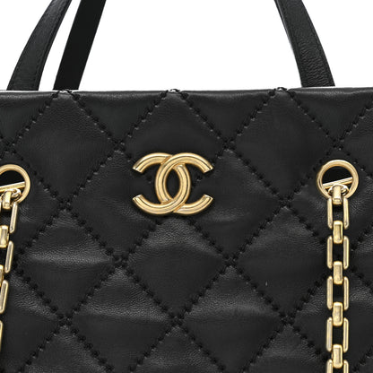 Chanel Calfskin Quilted Large Retro Chain Shopping Tote  Black 8 of 12