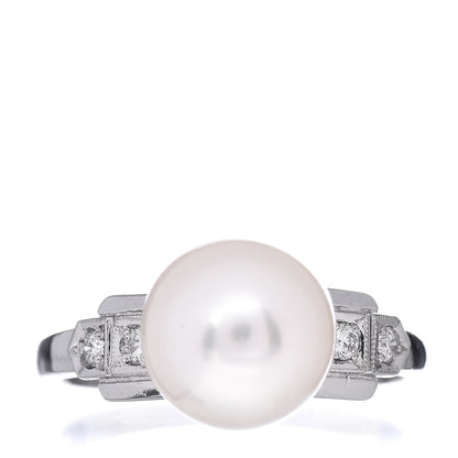 Mikimoto 14K White Gold Diamond Akoya Pearl 8.5mm Ring 48 4.5 1 of 5