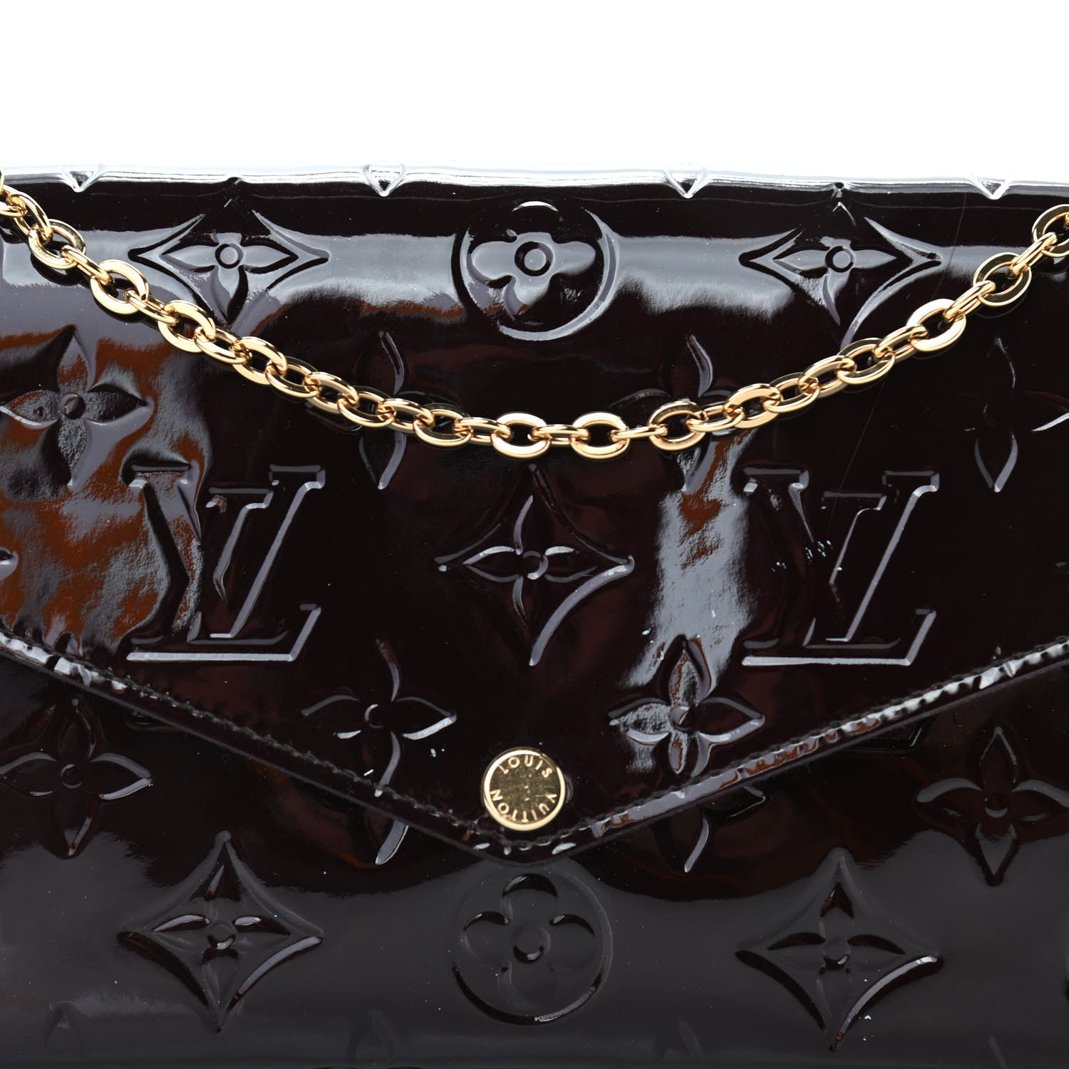 Louis Vuitton Vernis Pochette Felicie Chain Wallet Amarante 9 of 13