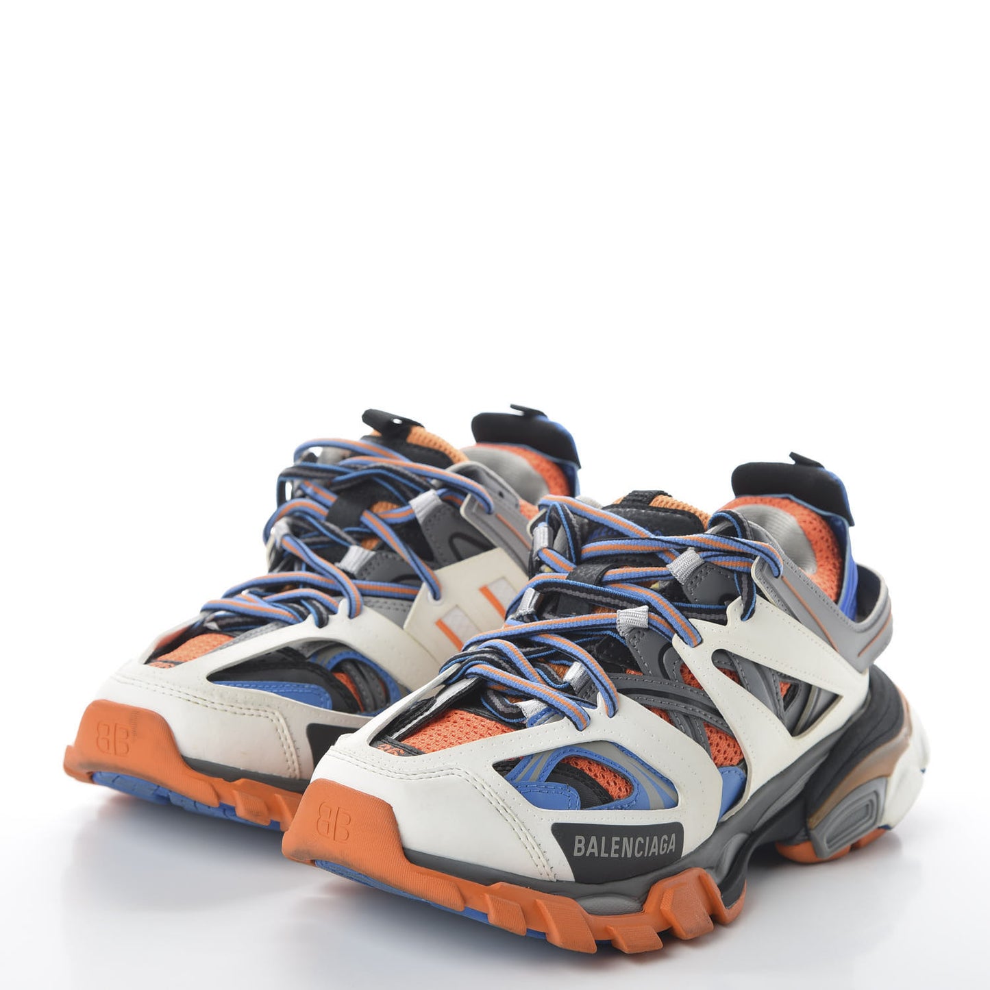 Mesh Nylon Womens Track Sneakers 36 Gris Orange White