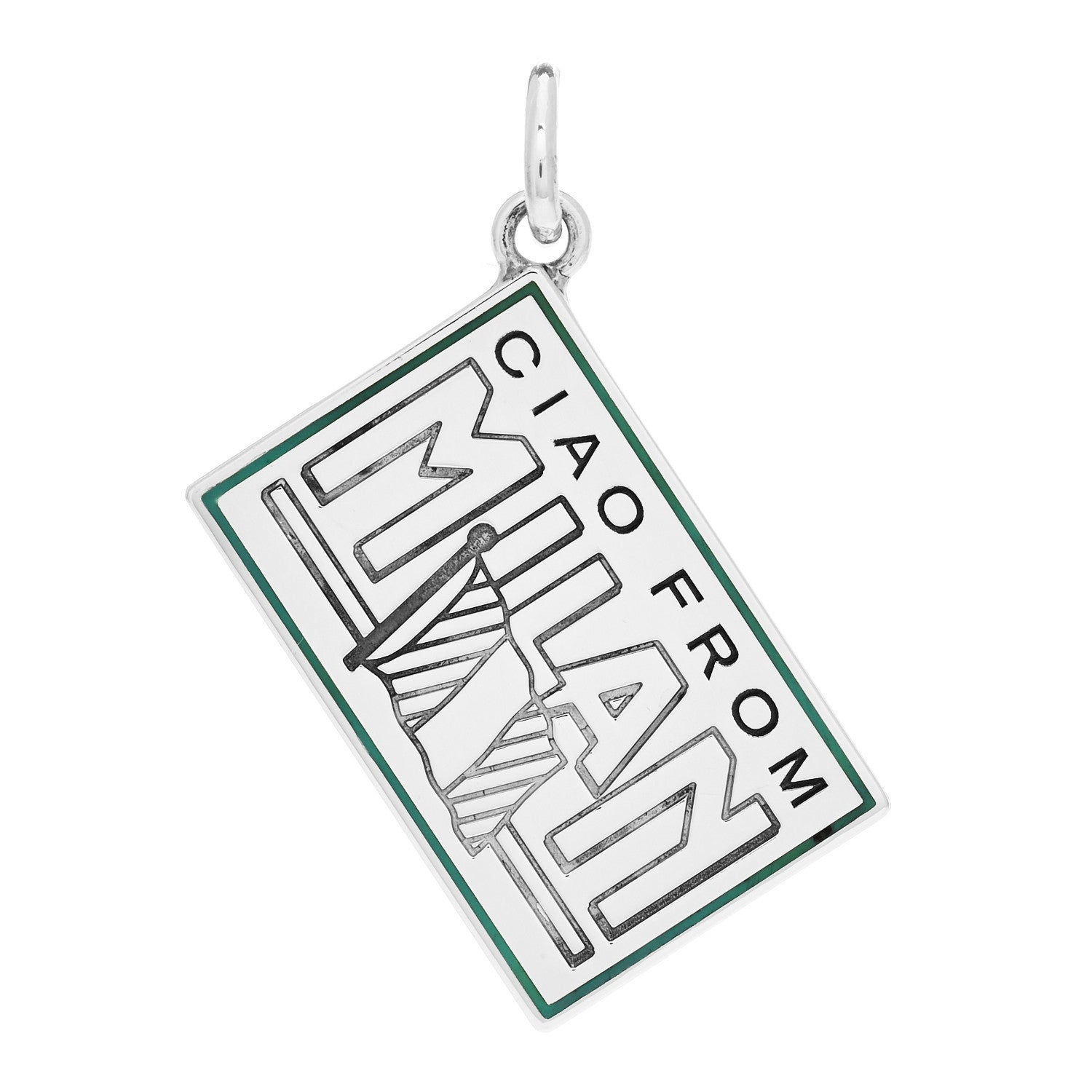 Tiffany Sterling Silver Enamel Milan Postcard Charm Blue 1 of 5