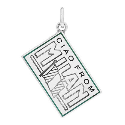 Tiffany Sterling Silver Enamel Milan Postcard Charm Blue 1 of 5