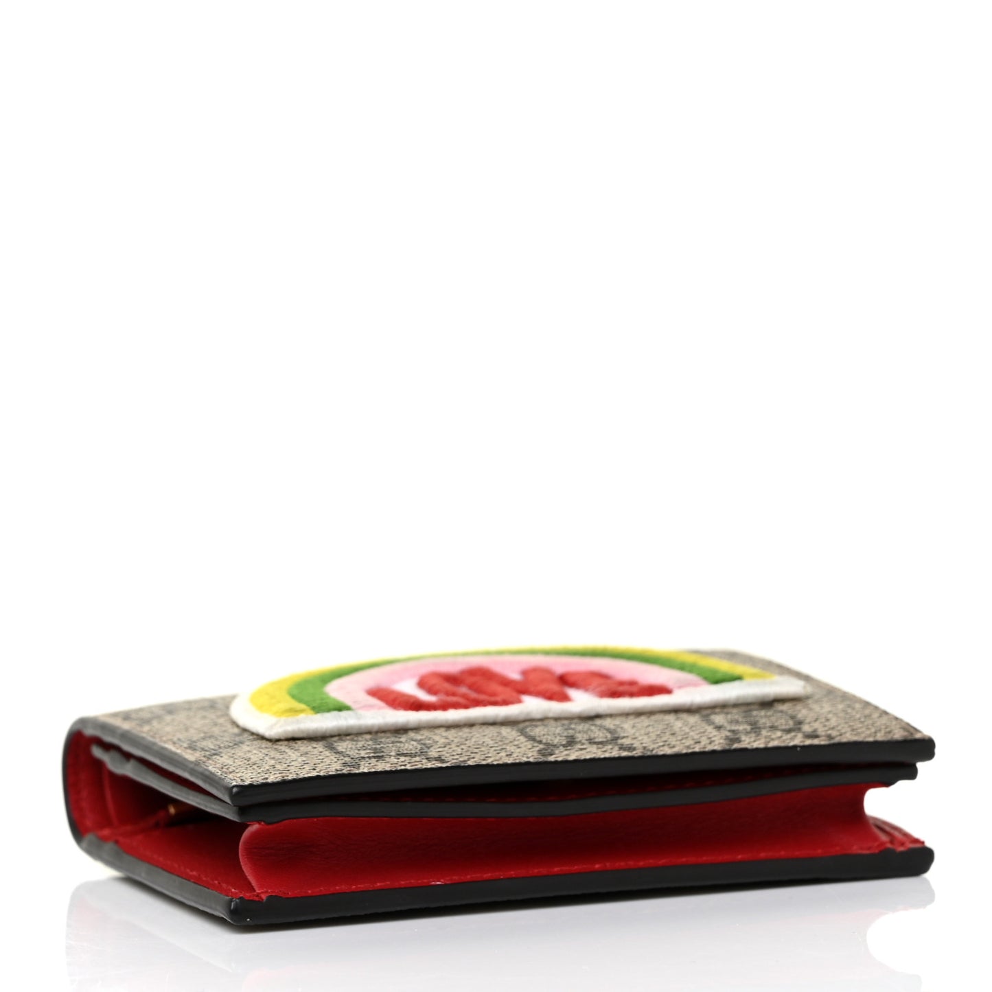 Soft GG Supreme Monogram Rainbow Embroidered Card Case Wallet