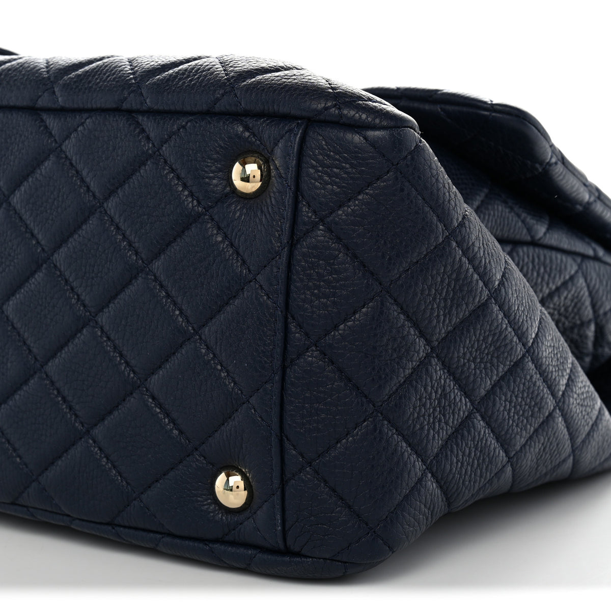 Calfskin Quilted XXL Travel Flap Bag Navy