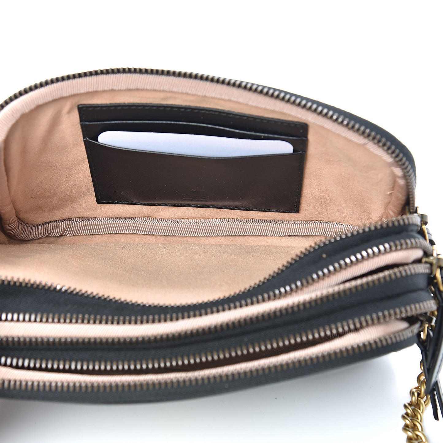 Calfskin Matelasse Mini GG Marmont Chain Crossbody Bag Black