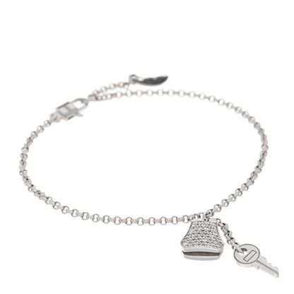Hermes 18K White Gold Diamond PM Kelly Clochette Bracelet SH 1 of 4