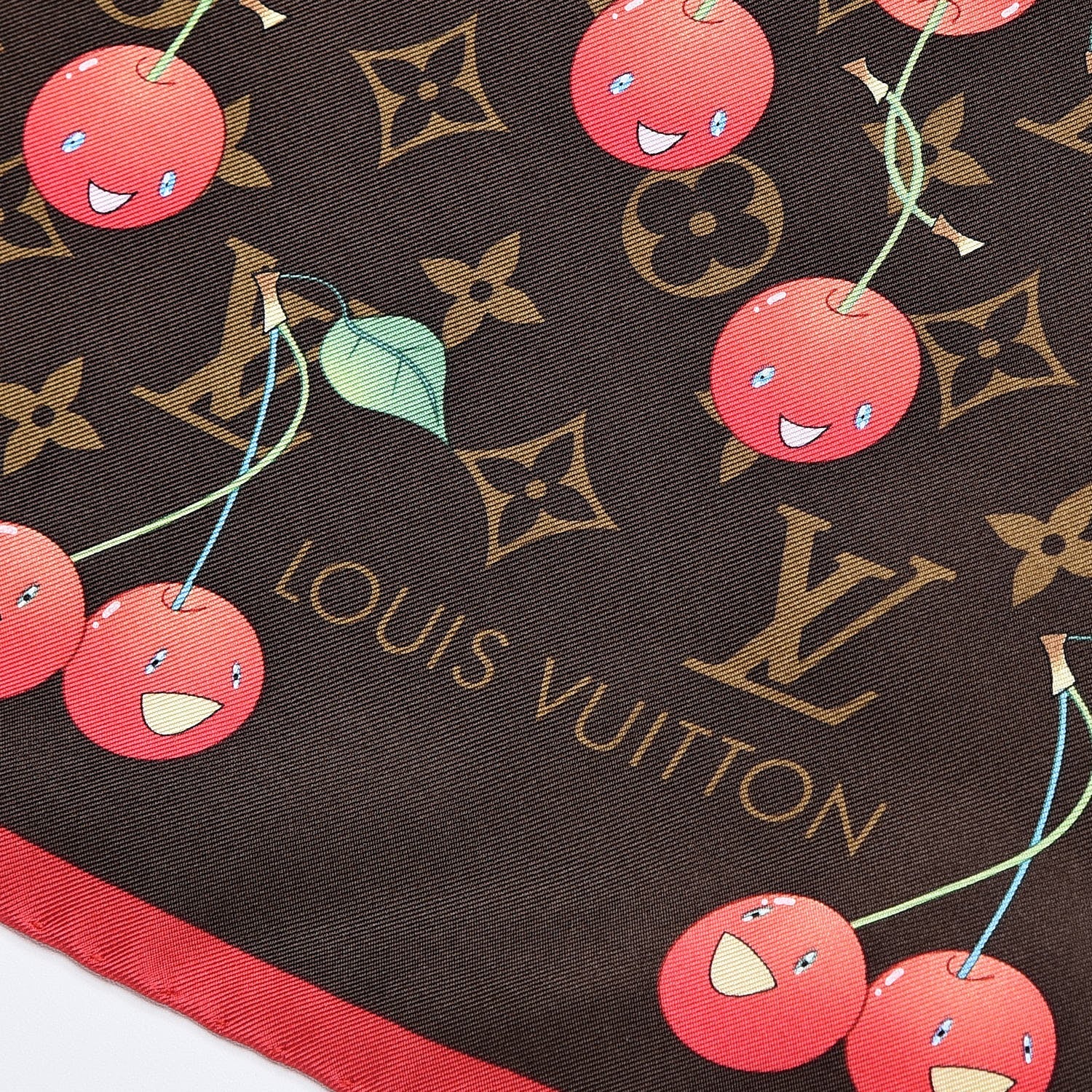 Louis Vuitton Silk Monogram Cerises Scarf 4 of 6
