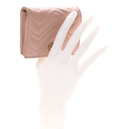 Gucci Calfskin Matelasse GG Marmont Card Case Wallet Perfect Pink 2 of 16