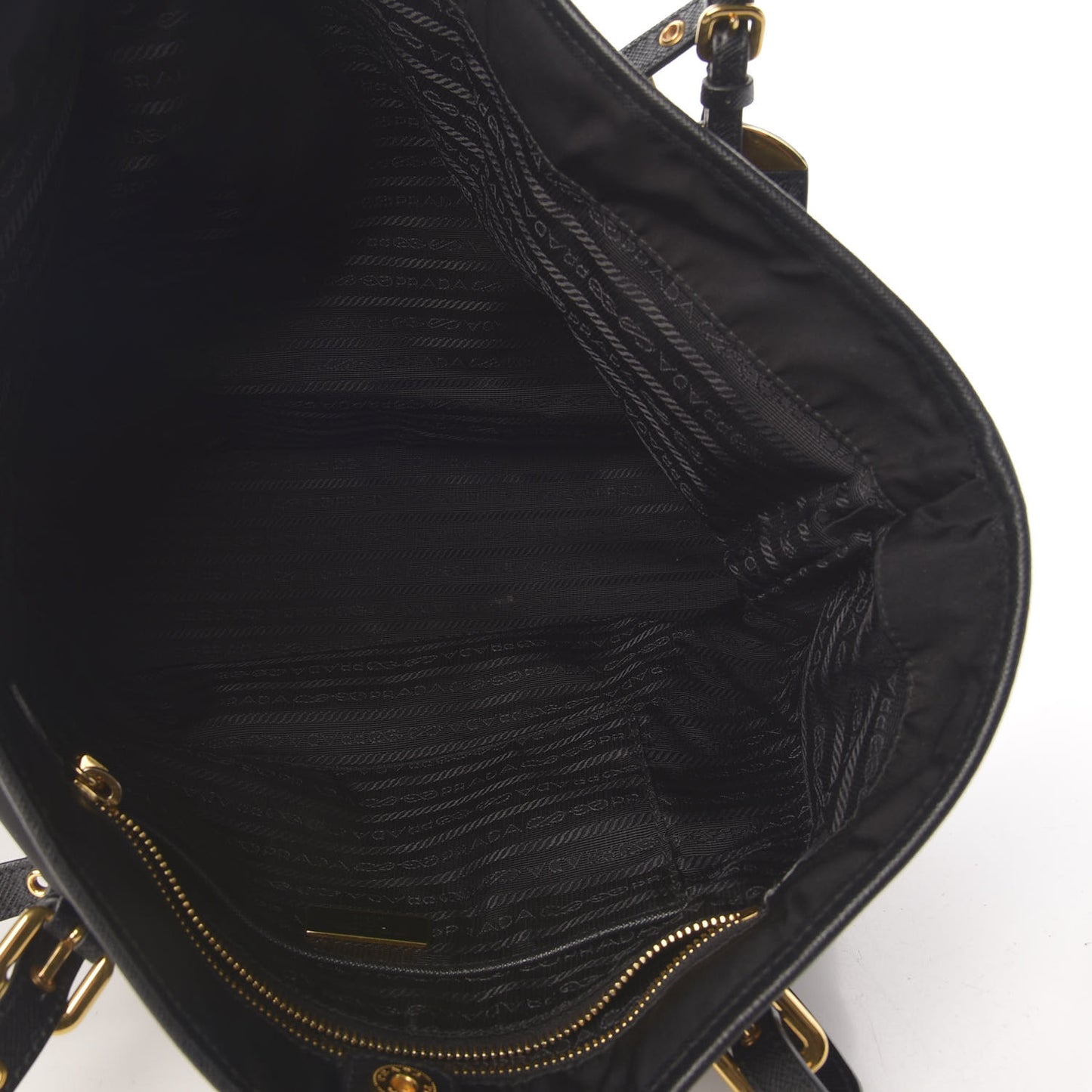 Tessuto Nylon Saffiano Shopping Tote Black