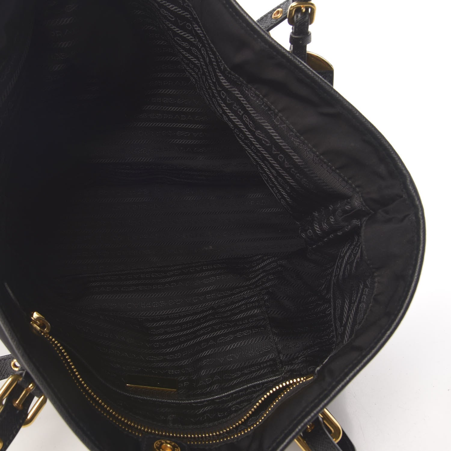 Prada Tessuto Nylon Saffiano Shopping Tote Black 7 of 9