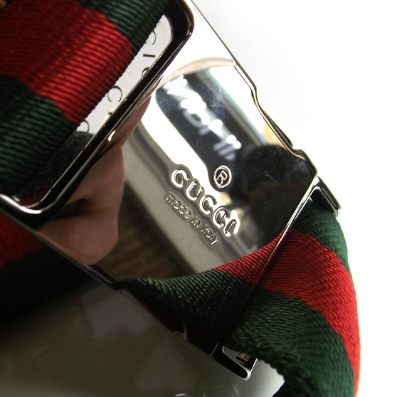 GG Monogram Web Double Pocket Belt Bag Ebony