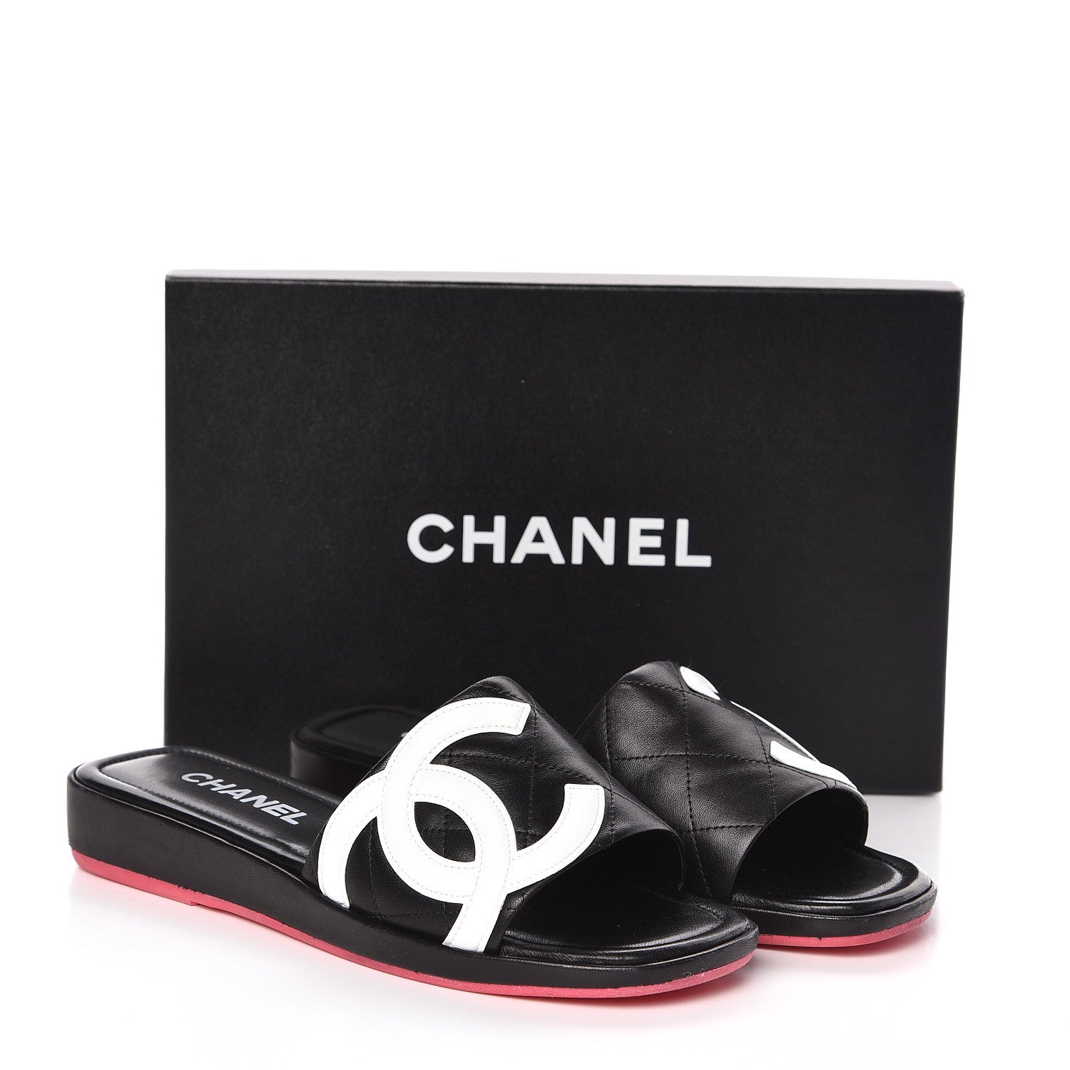 Chanel Calfskin Cambon CC Flat Slide Sandals 39 Black 9 of 9