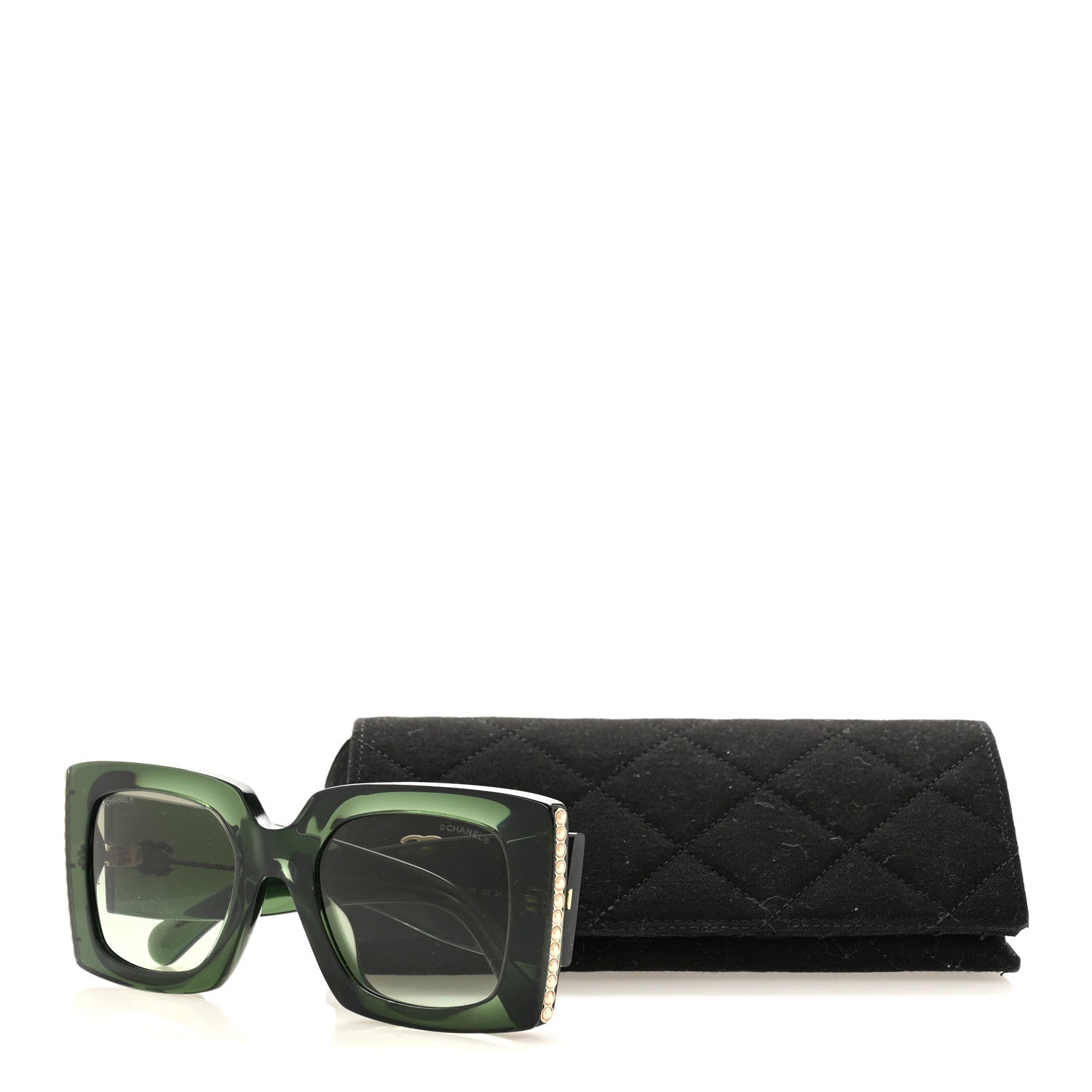 Chanel Acetate Pearl Rectangle Sunglasses 5480-H-A Dark Green 8 of 8