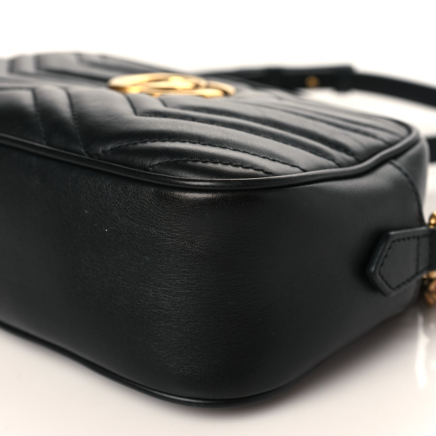Calfskin Matelasse Small GG Marmont Chain Shoulder Bag Black