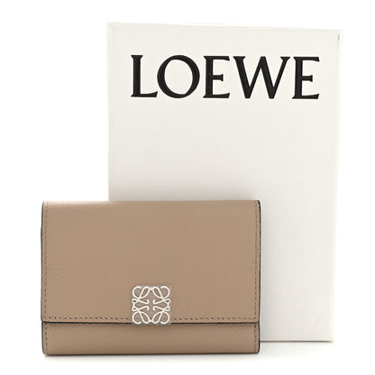 Loewe Grained Calfskin Anagram Trifold Wallet Taupe 9 of 9