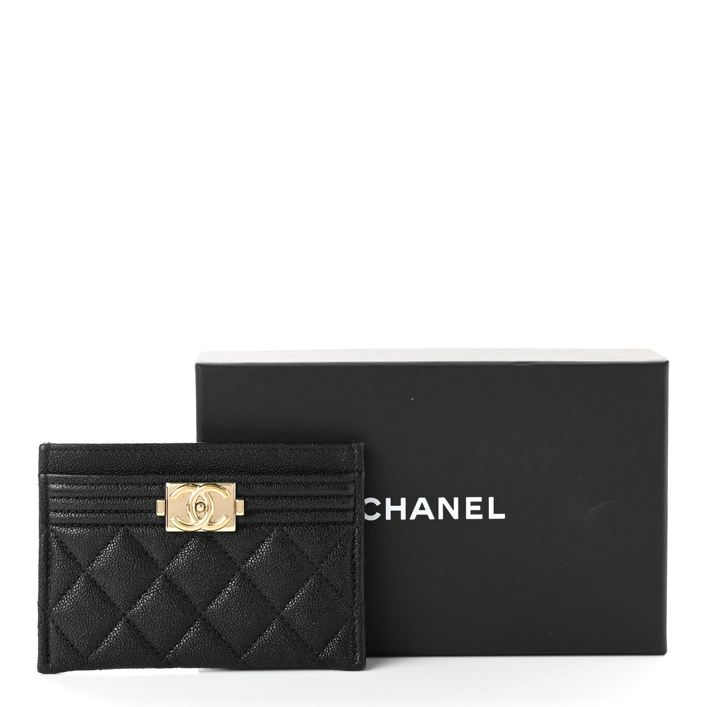 Caviar Quilted Boy Card Holder Black