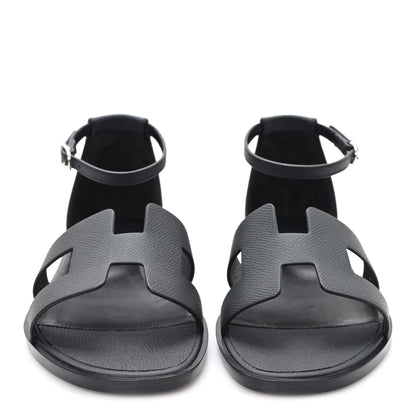 Hermes Epsom Santorini Sandals 38 Black 3 of 10