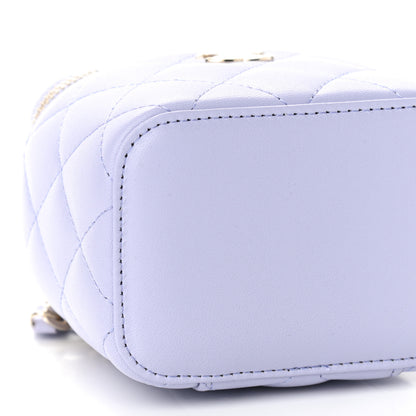 Chanel Lambskin Quilted Top Handle Mini Vanity Case With Chain Light Purple 8 of 9