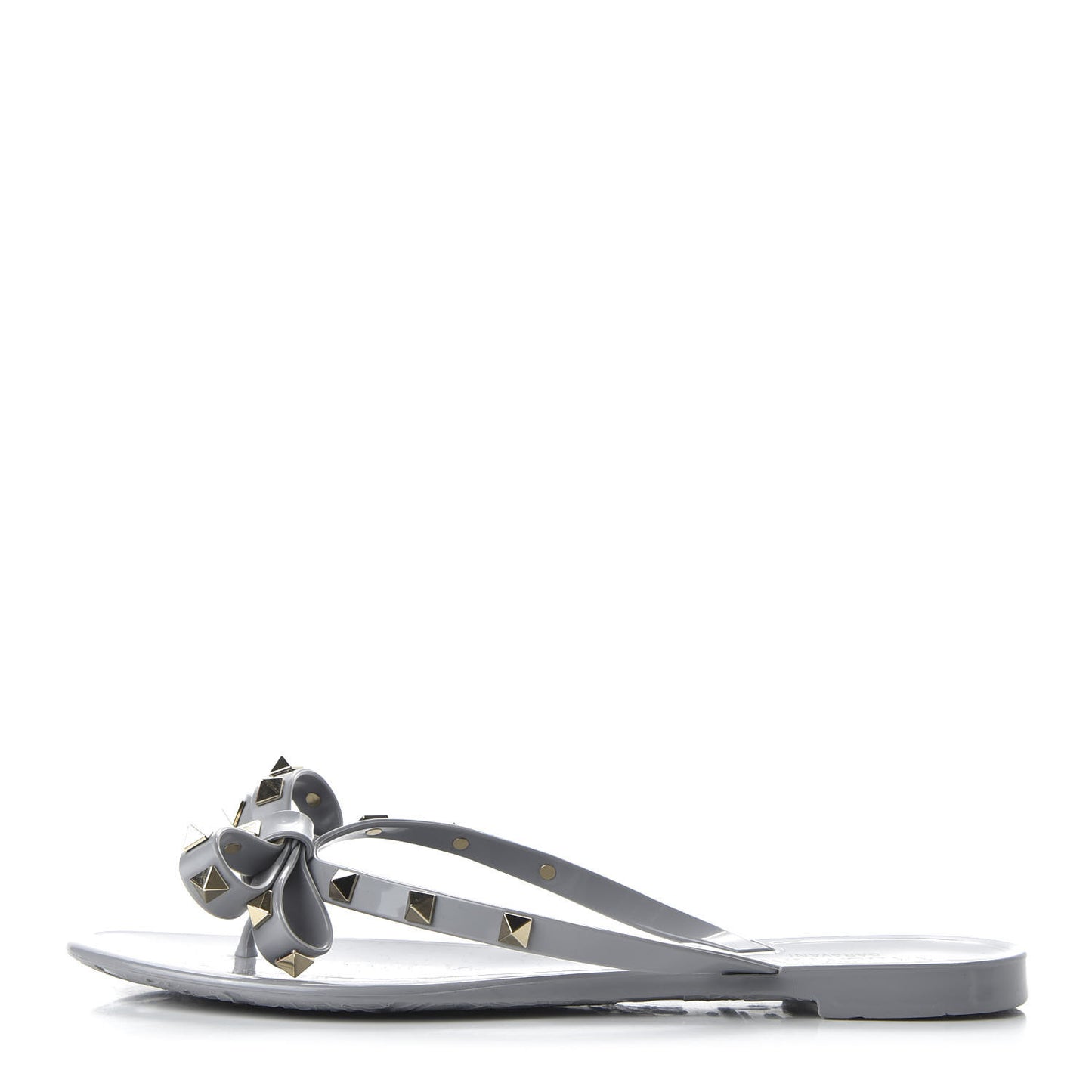 PVC Jelly Rockstud Bow Thong Sandals 40 Pastel Grey