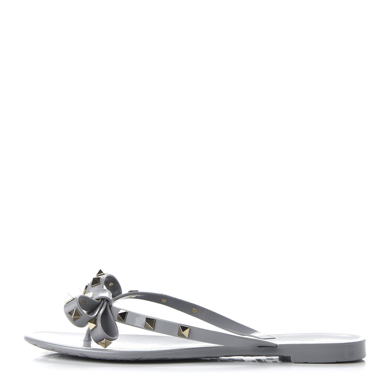 Valentino Garavani PVC Jelly Rockstud Bow Thong Sandals 40 Pastel Grey 1 of 8