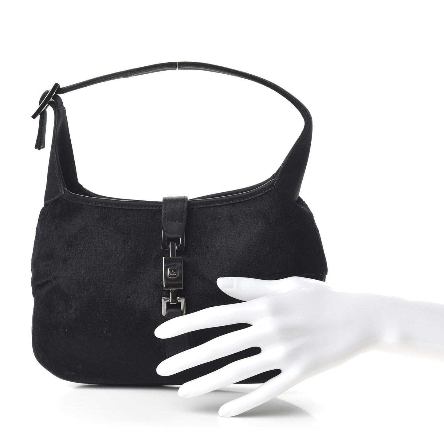 Nylon Pony Hair Jackie O Hobo Black