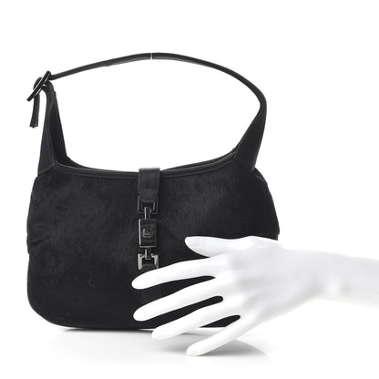 Gucci Nylon Pony Hair Jackie O Hobo Black 2 of 9