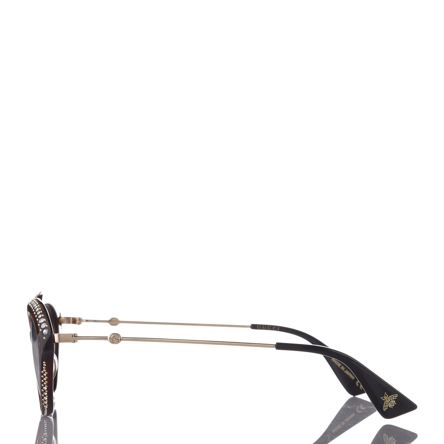 Gucci Crystal Cat Eye Glasses GG0215O Havana 4 of 8