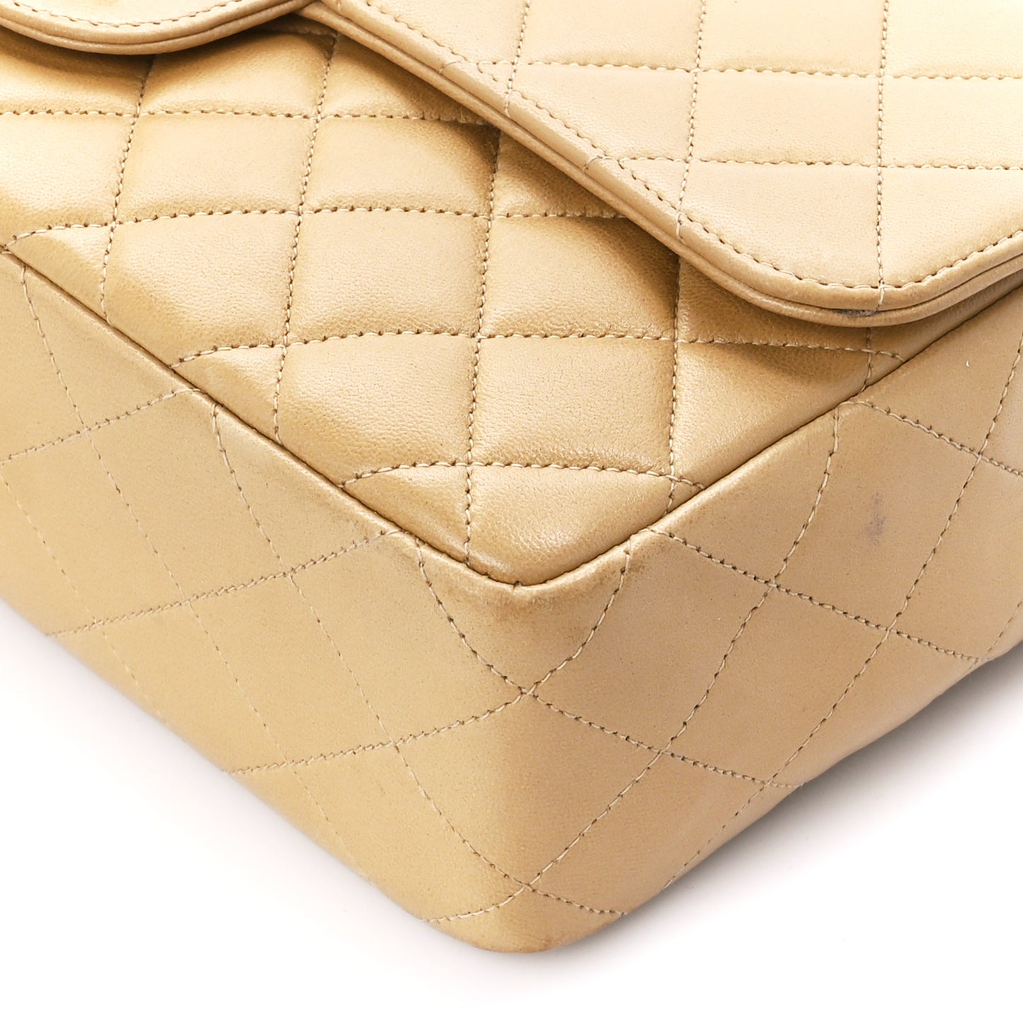 Lambskin Quilted Medium Kelly Single Flap Bag Beige