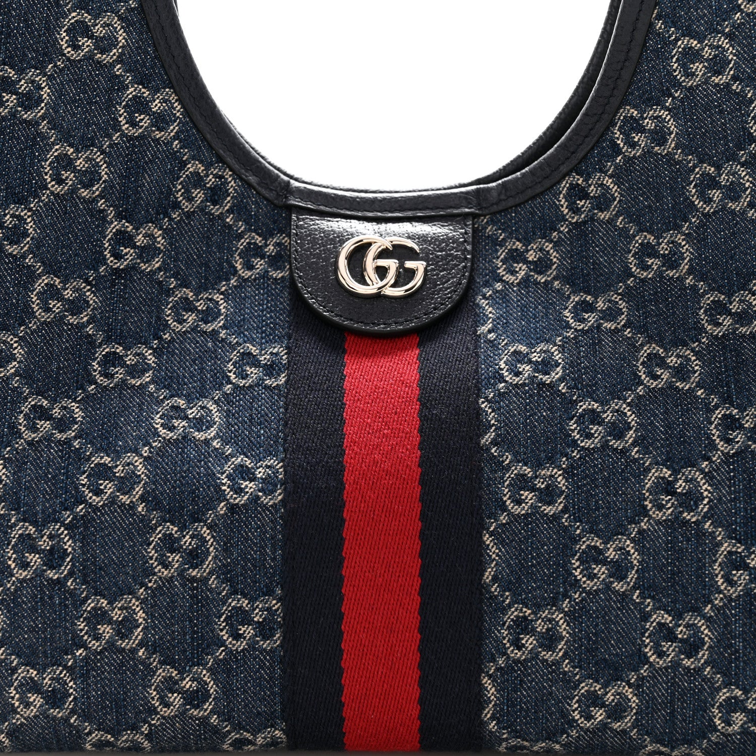 Gucci GG Monogram Denim Small Giglio Tote Blue White 8 of 10