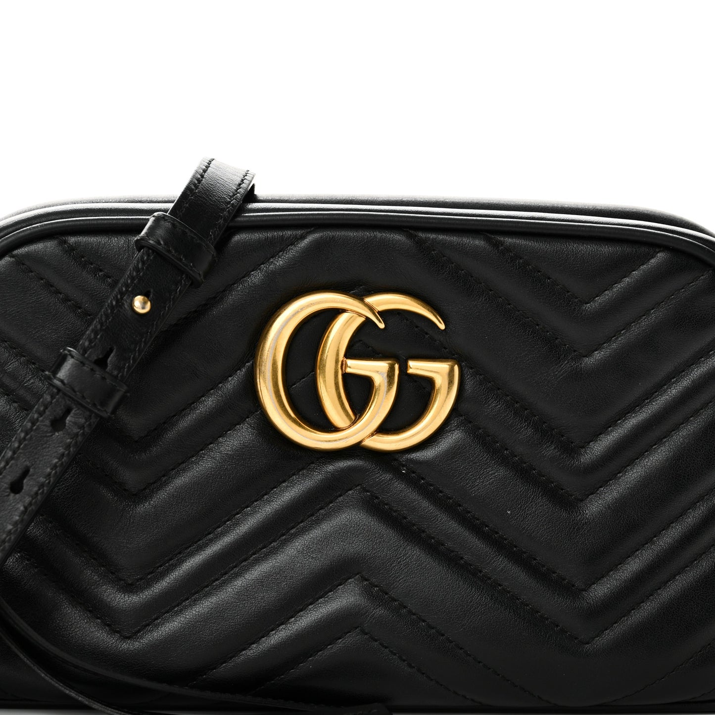 Calfskin Matelasse Small GG Marmont Chain Shoulder Bag Black