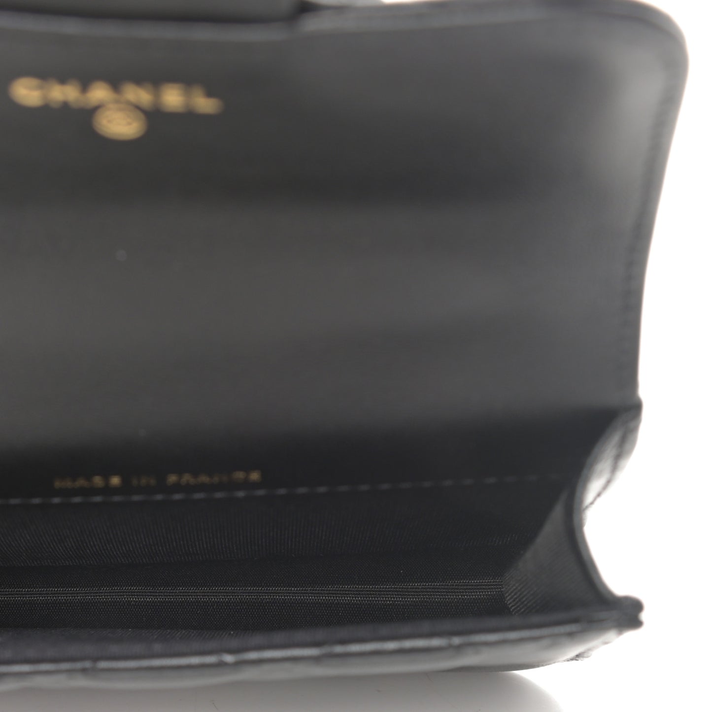 Lambskin Quilted Top Handle Flap Coin Purse With Chain Black