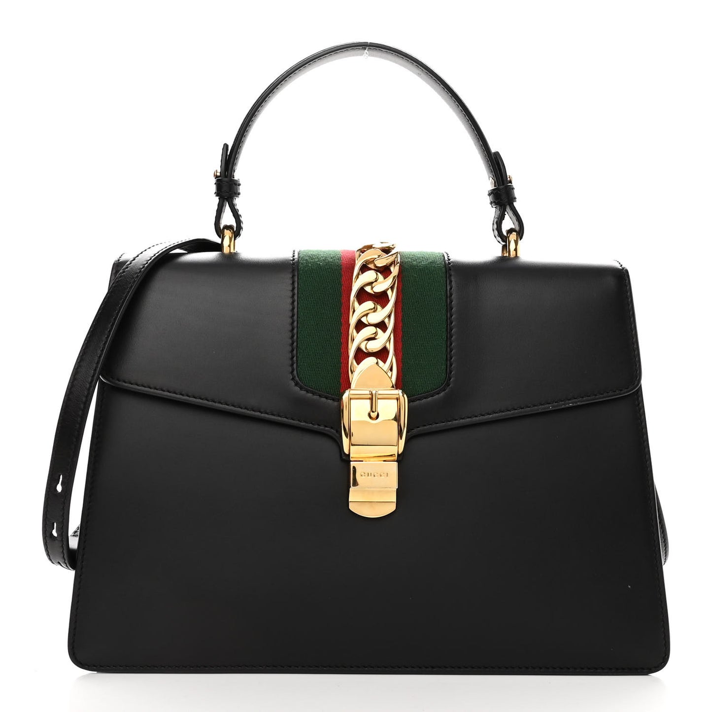 Calfskin Medium Sylvie Top Handle Bag Black