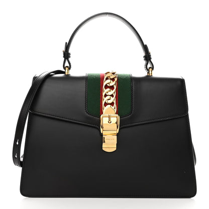 Gucci Calfskin Medium Sylvie Top Handle Bag Black 1 of 10