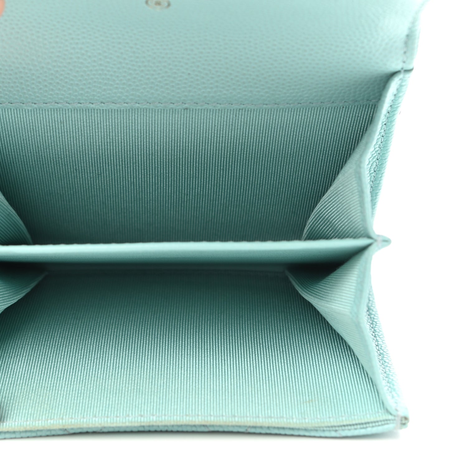 Caviar Quilted Flap Card Holder Wallet Light Blue