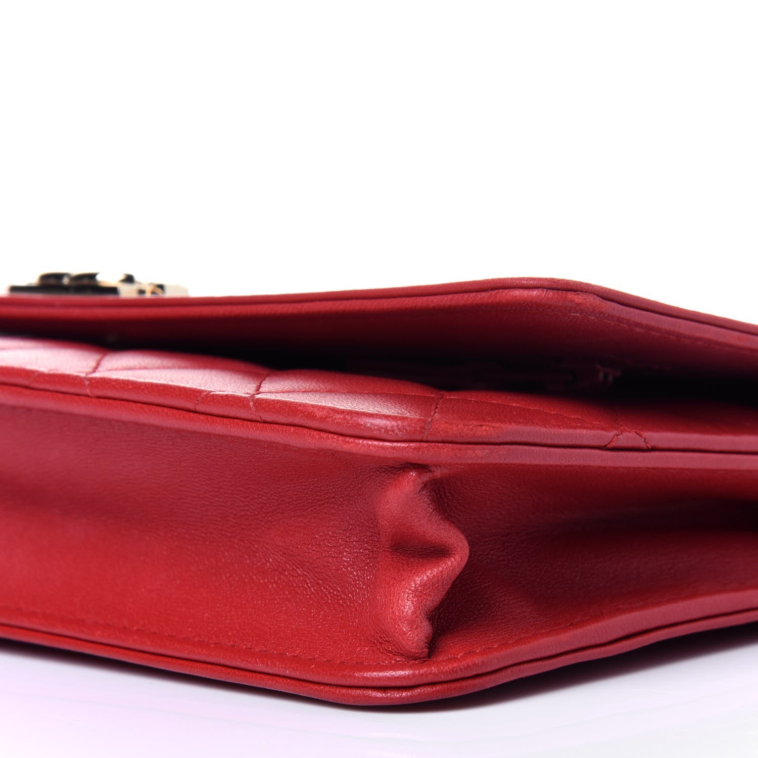 Chanel Lambskin Quilted Boy Wallet On Chain WOC Red 10 of 13