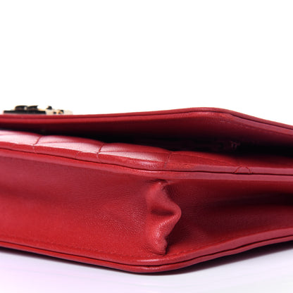 Chanel Lambskin Quilted Boy Wallet On Chain WOC Red 10 of 13