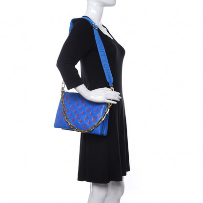 Louis Vuitton Lambskin Embossed Monogram Vuittamins Coussin PM Blue Red 2 of 10