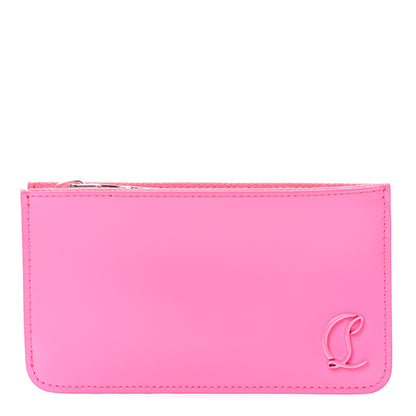 Christian Louboutin Calfskin Abrasivato Loubi54 Zipped Card Holder Fluo Pink 1 of 7