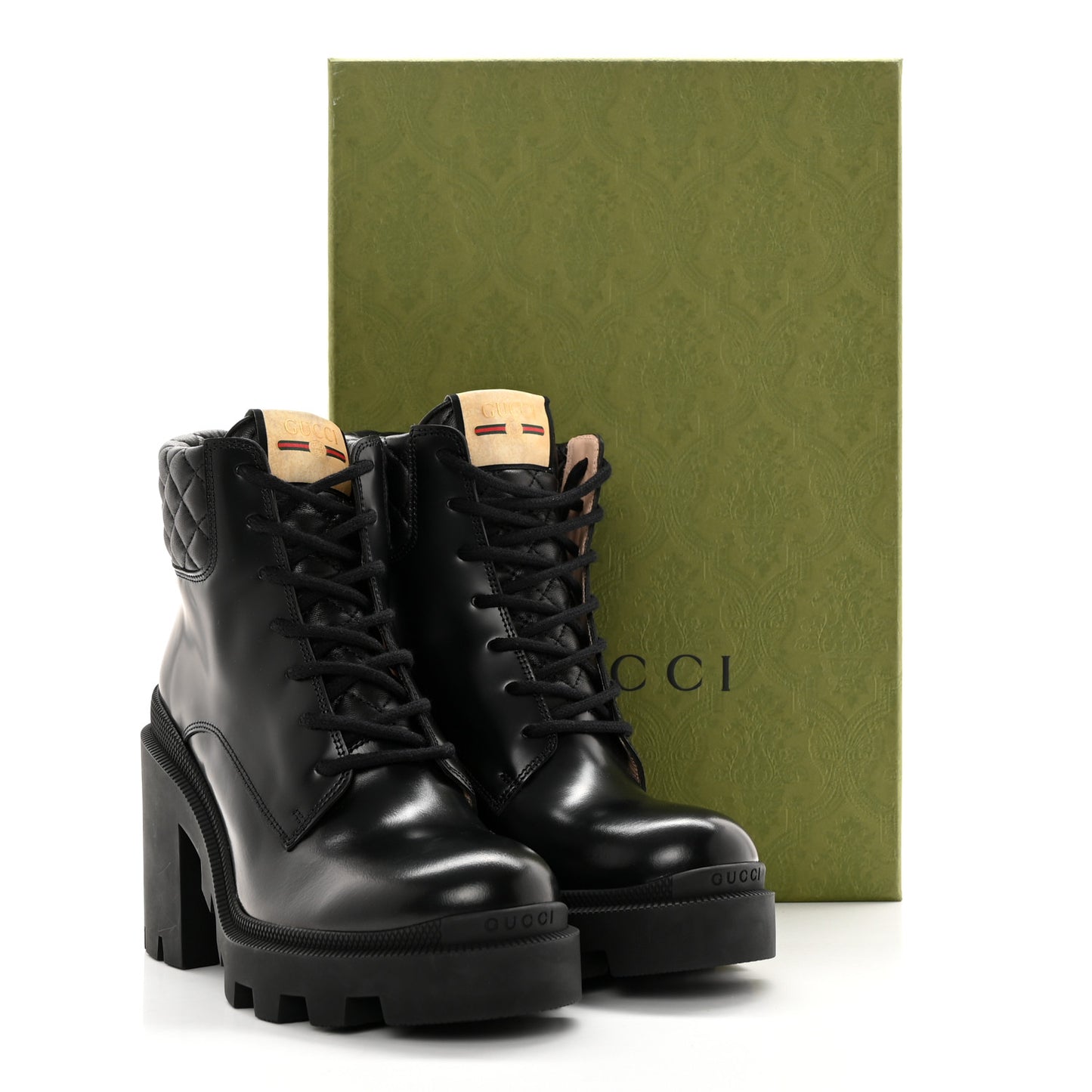 Magnum Calfskin Nappa Quilted Lace Up Ankle Boots 38.5 Black