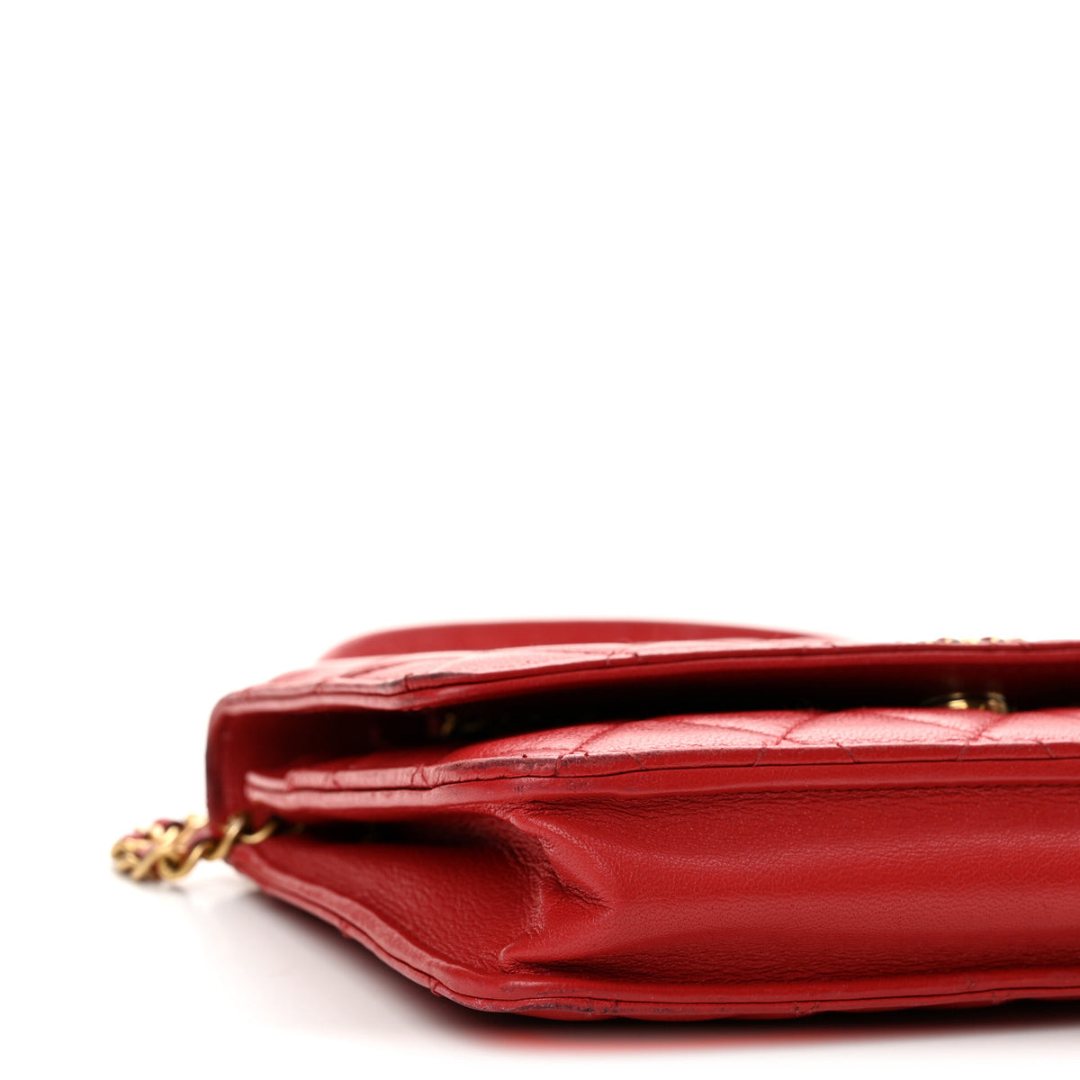 Lambskin Quilted Infinity Wallet On Chain WOC Red