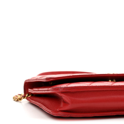 Chanel Lambskin Quilted Infinity Wallet On Chain WOC Red 10 of 14