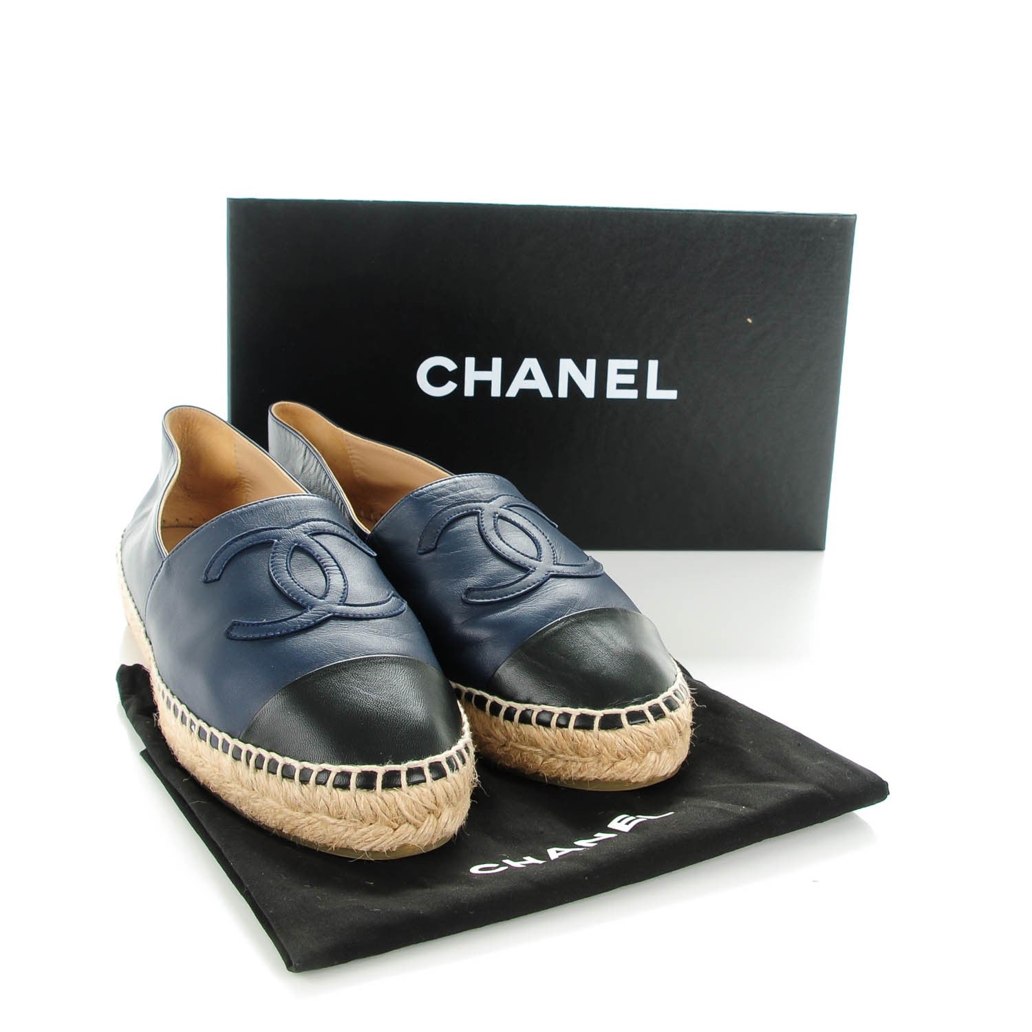 Chanel Lambskin CC Espadrilles 39 Navy Black 9 of 9